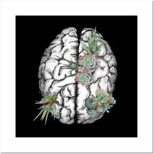 Brain human anatomy,succulents plants, mental Posters and Art